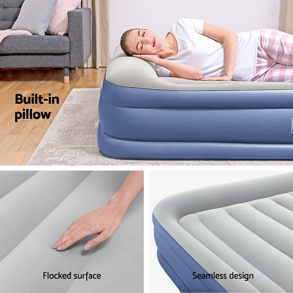 Bestway Air Mattress Queen Inflatable Bed 46cm Airbed Blue - Home & Garden > Inflatable Mattress
