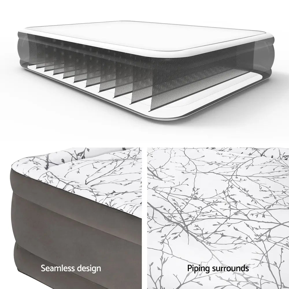 Bestway Air Mattress Queen Inflatable Bed 46cm Airbed Decorated Surface Grey - Outdoor > Camping
