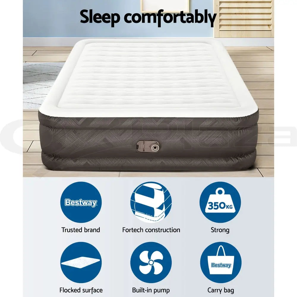 Bestway Air Mattress Queen Inflatable Bed 46cm Airbed Grey - Outdoor > Camping