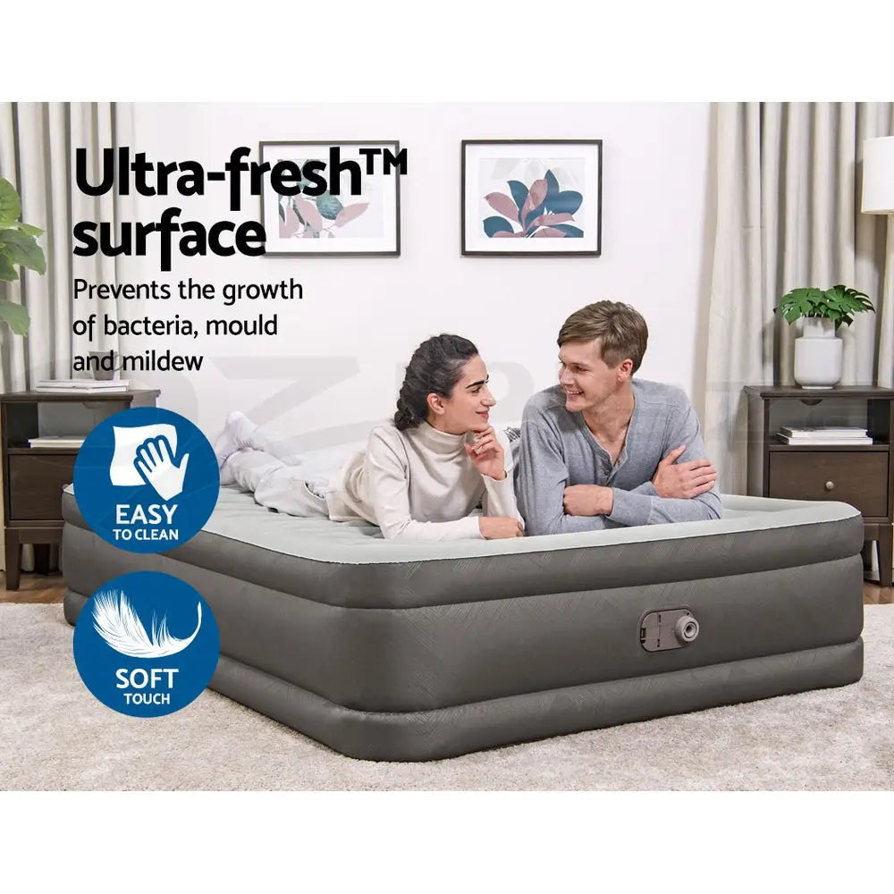 Bestway Air Mattress Queen Inflatable Bed 46cm Airbed Grey - Outdoor > Camping