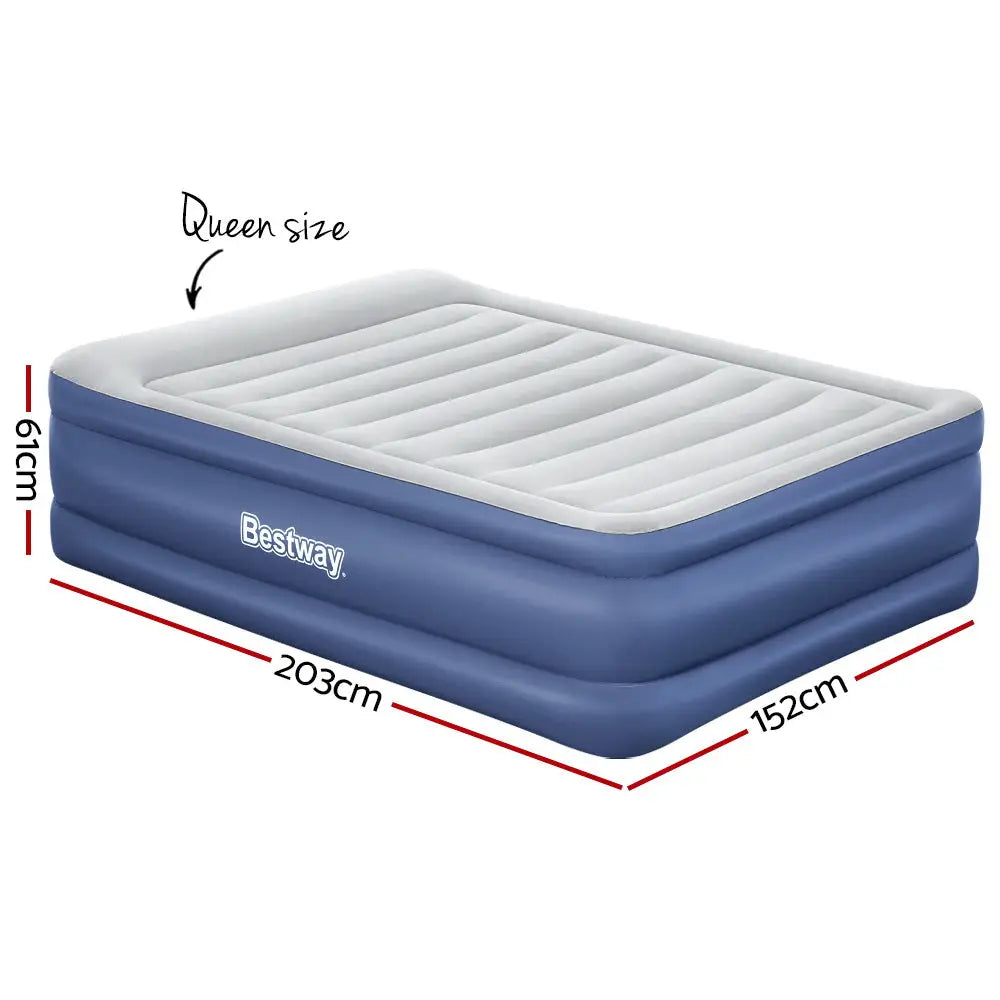 Bestway Air Mattress Queen Inflatable Bed 61cm Airbed Blue - Home & Garden > Inflatable Mattress