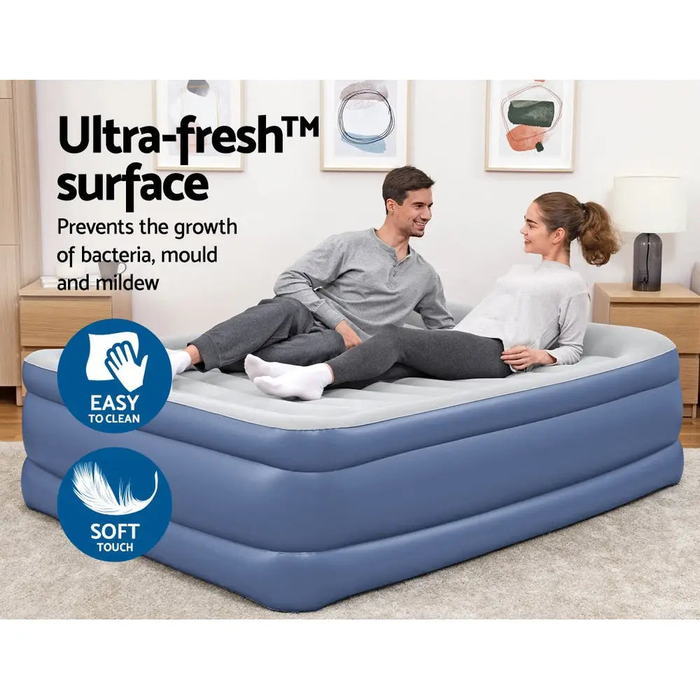 Bestway Air Mattress Queen Inflatable Bed 61cm Airbed Blue - Home & Garden > Inflatable Mattress