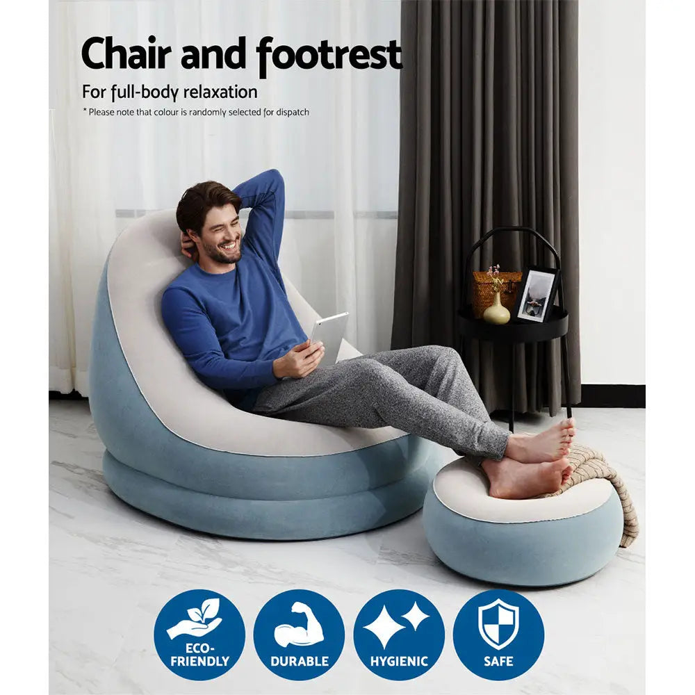Bestway Inflatable Air Chair Seat Couch Lazy Sofa Lounge Ottoman Purple/Blue - Furniture > Outdoor