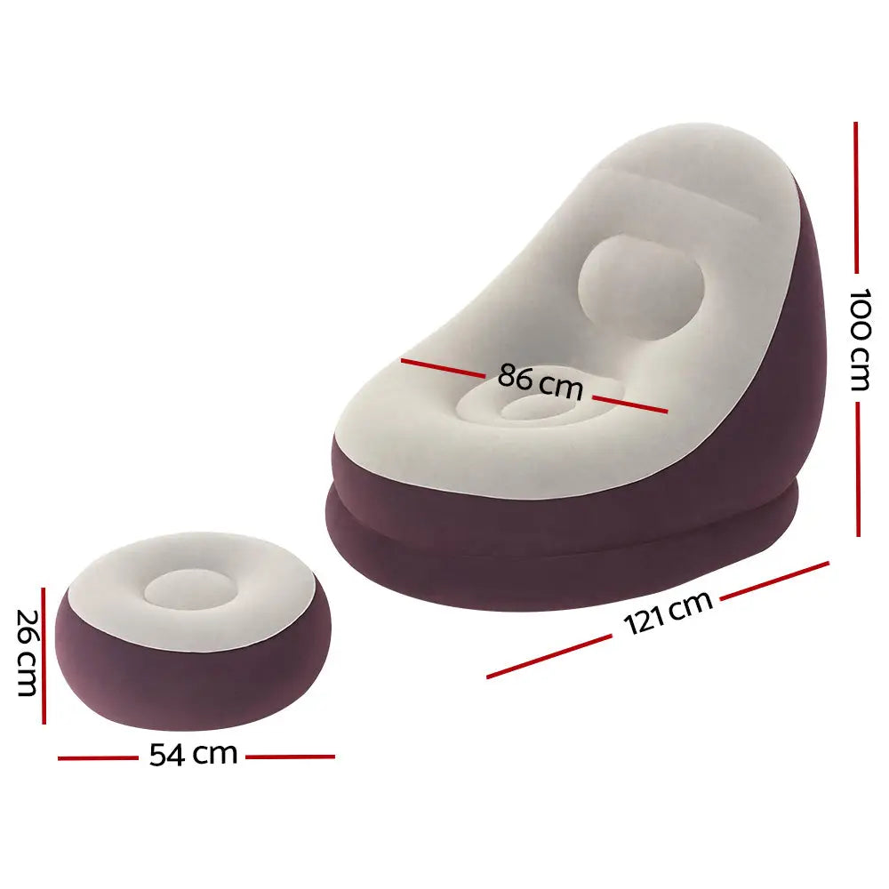 Bestway Inflatable Air Chair Seat Couch Lazy Sofa Lounge Ottoman Purple/Blue - Furniture > Outdoor