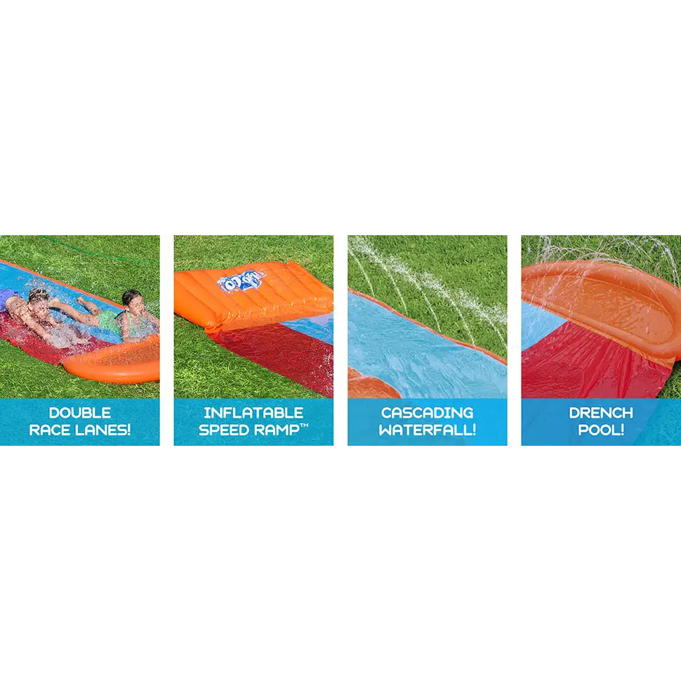 Bestway Kids H20GO Double Water Slide with Ramp - 18’/5.49m - Home & Garden > Pool & Accessories