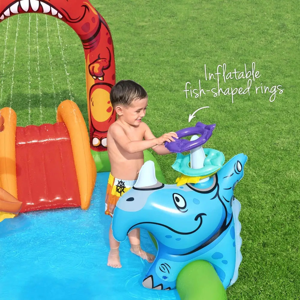 Bestway Kids Inflatable Play Splash Pool with Slide Ball Tossing Toys 242x140cm - Home & Garden > Pool & Accessories >