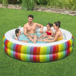 Bestway Kids Inflatable Round Pool Above Ground Cup Holder Rainbow 206x206x51cm - Home & Garden > Pool & Accessories >