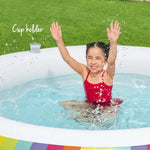 Bestway Kids Inflatable Round Pool Above Ground Cup Holder Rainbow 206x206x51cm - Home & Garden > Pool & Accessories >
