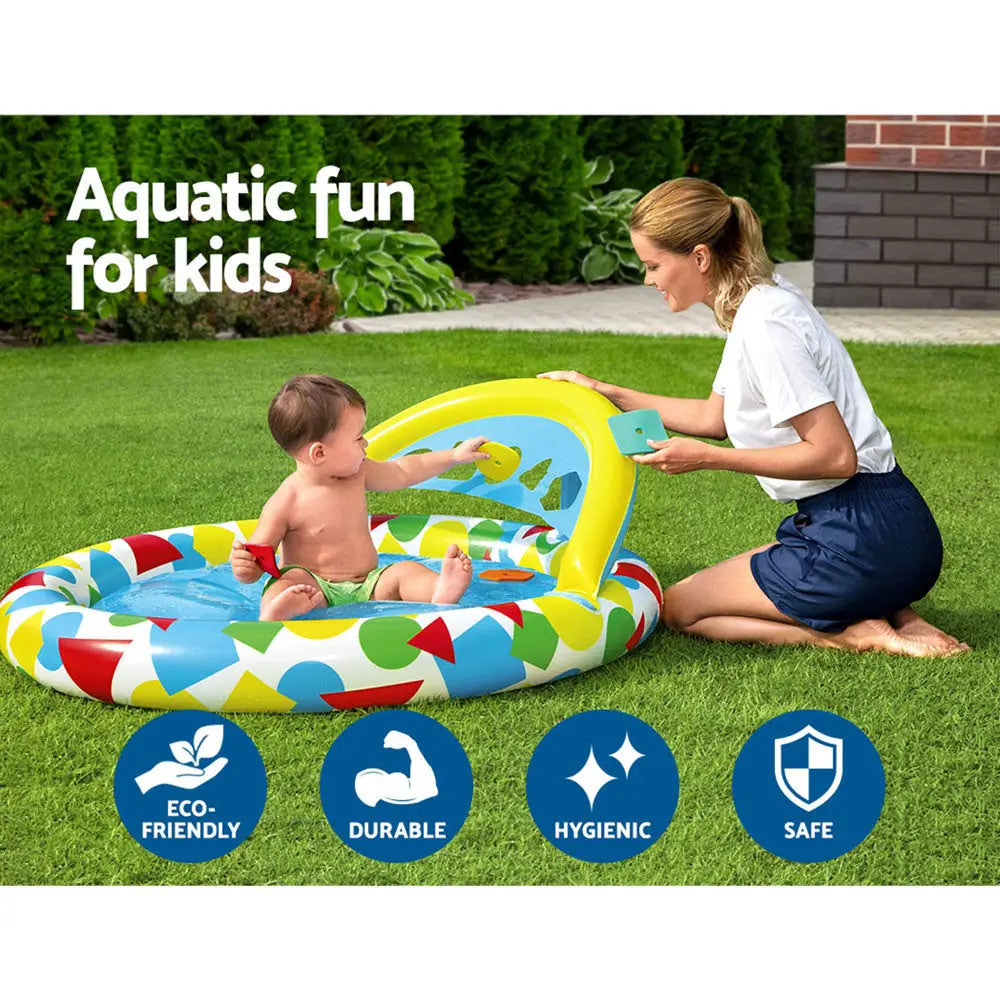 Bestway Kids Pool 120x117x46cm Inflatable Play Swimming Pools w/ Canopy 45L - Home & Garden > Pool & Accessories