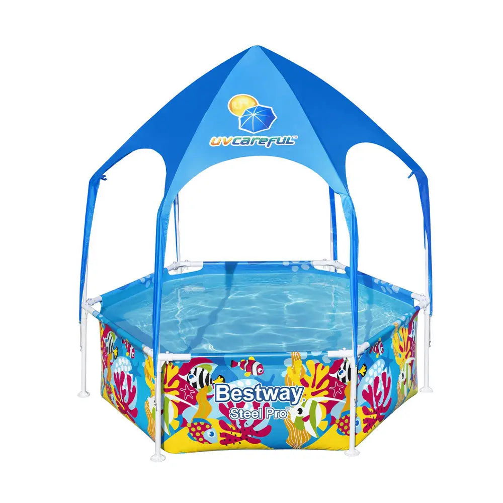 Bestway Kids Pool 183x51cm Steel Frame Swimming Play Pools Canopy 930L - Home & Garden > Pool & Accessories