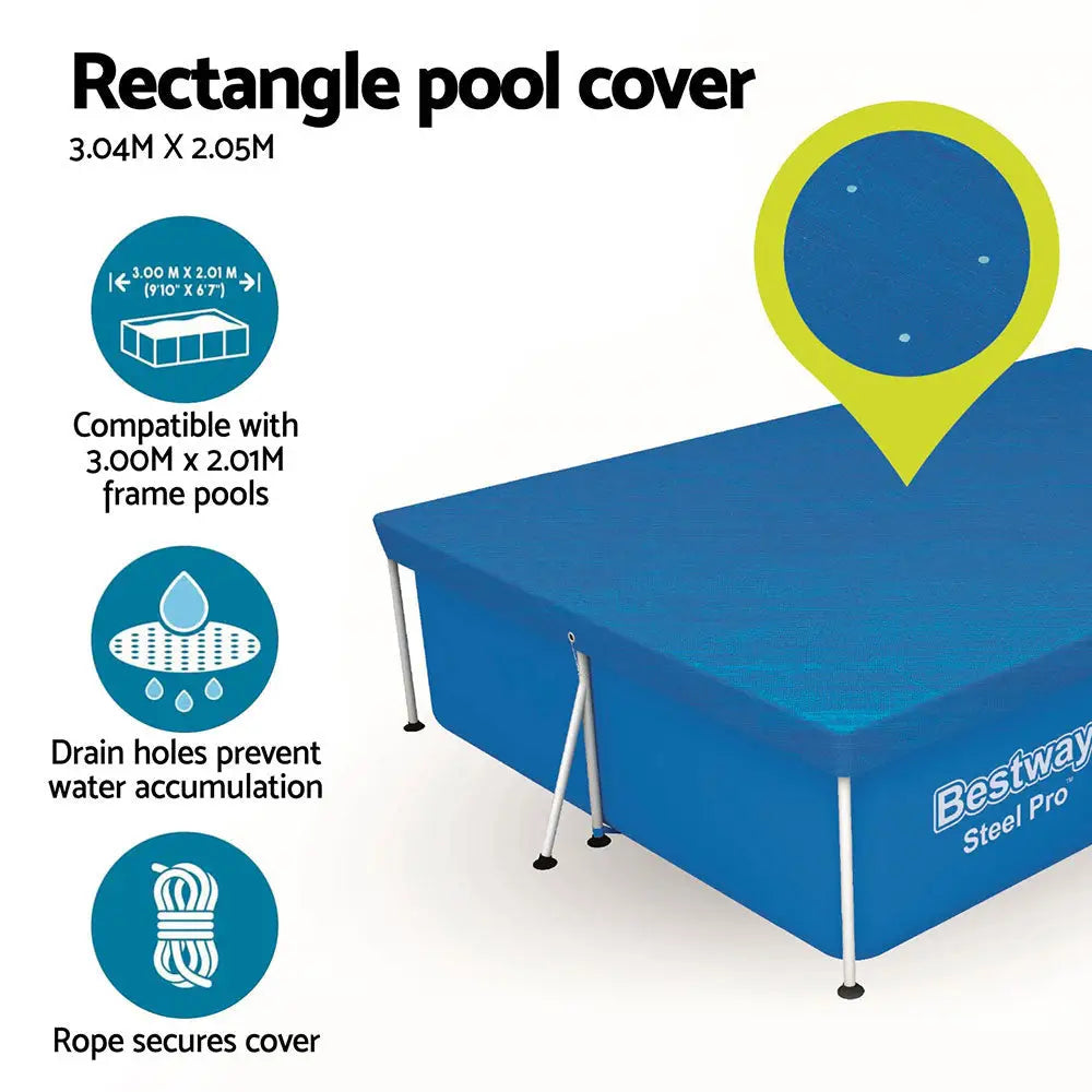Bestway Pool Cover 58106 Fits 3x2.01m Above Ground Swimming Pool PE Blanket - Home & Garden > Pool & Accessories > Pool