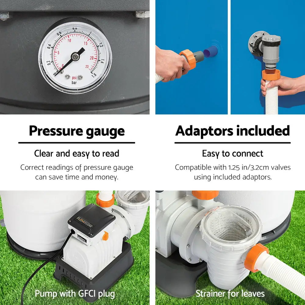 Bestway Pool Pump Sand Filter 1500GPH 5678L/H Pools Flowclear™ Filters - Home & Garden > Pool & Accessories >
