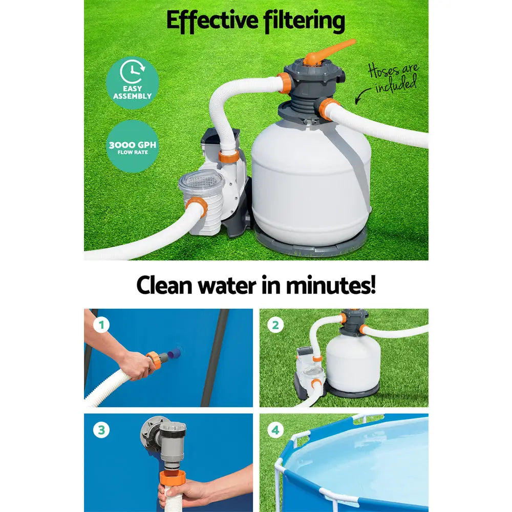 Bestway Pool Pump Sand Filter 3000GPH 11355L/H Pools Flowclear™ Filters - Home & Garden > Pool & Accessories >