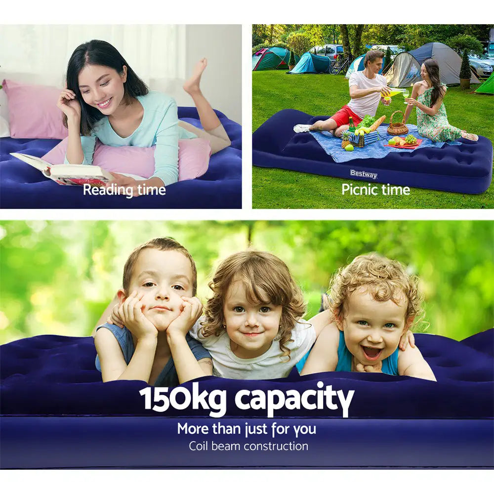 Bestway Single Size Inflatable Air Mattress - Navy - Outdoor > Camping