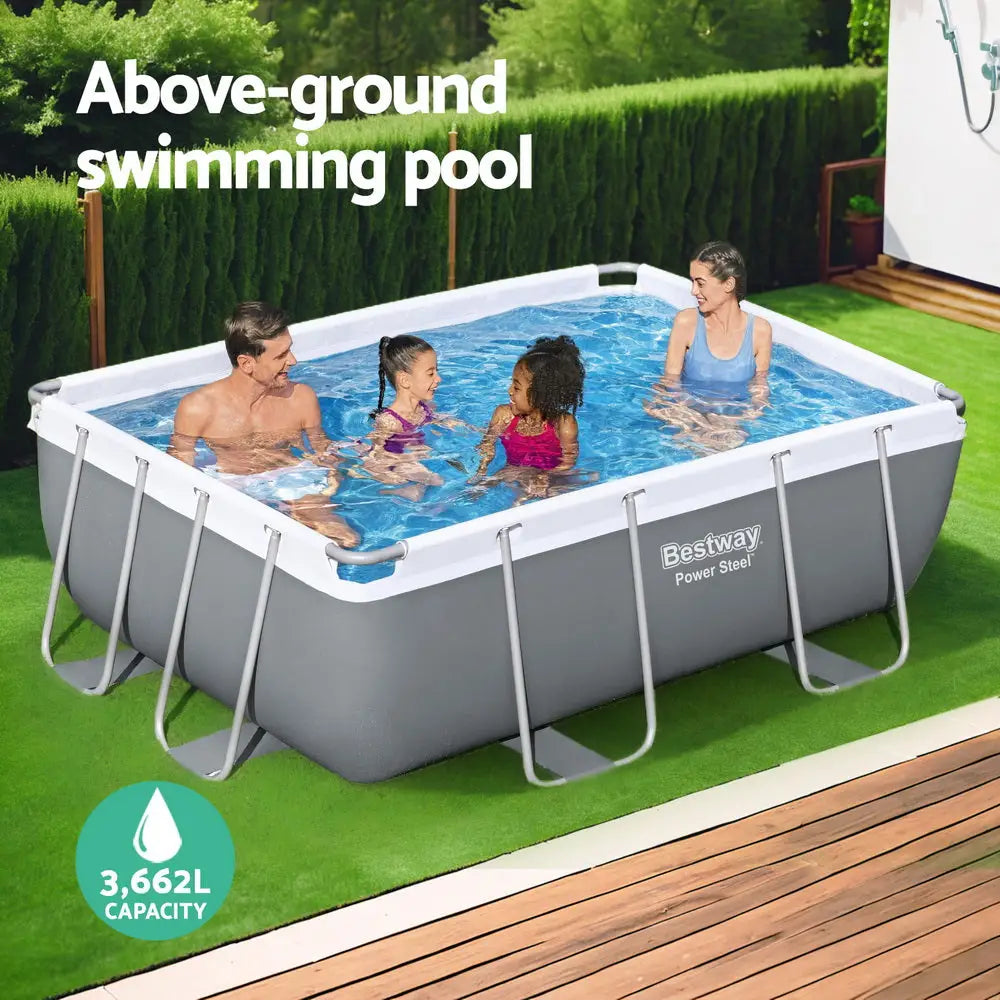 Bestway Swimming Pool 282x196x84cm Steel Frame Above Ground Pools Filter Pump 3662L - Home & Garden > Pool &