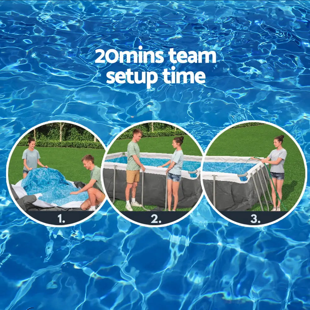 Bestway Swimming Pool 282x196x84cm Steel Frame Above Ground Pools Filter Pump 3662L - Home & Garden > Pool &