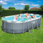 Bestway Swimming Pool 427x250x100cm Steel Frame Above Ground Pools Filter Pump Ladder 7250L - Home & Garden > Pool &