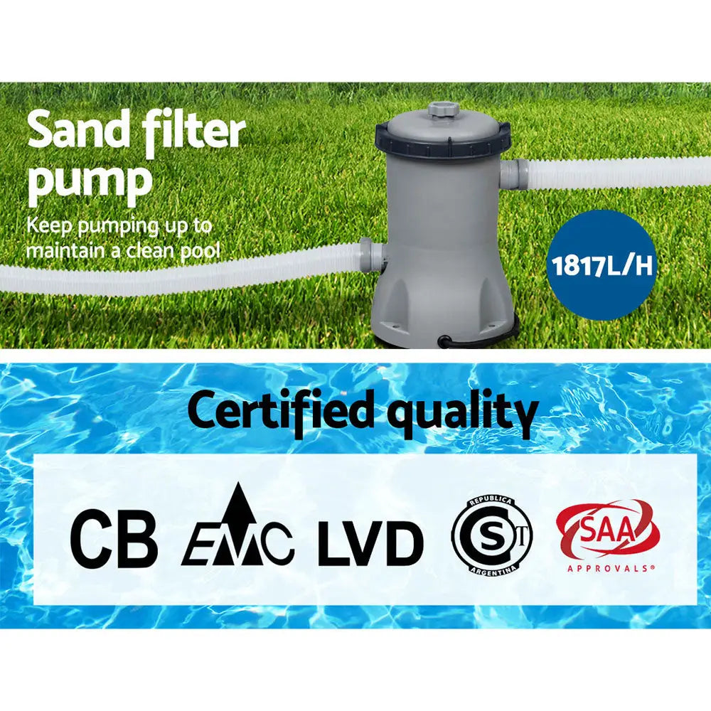 Bestway Swimming Pool 427x250x100cm Steel Frame Above Ground Pools Filter Pump Ladder 7250L - Home & Garden > Pool &