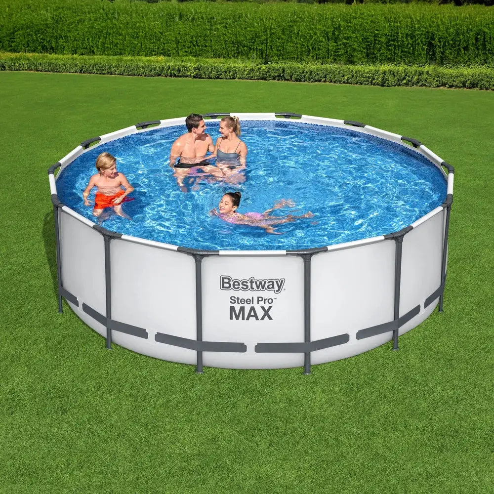Bestway Swimming Pool 427x427x122cm Steel Frame Above Ground Pools Round Filter Pump Ladder - Home & Garden > Pool &