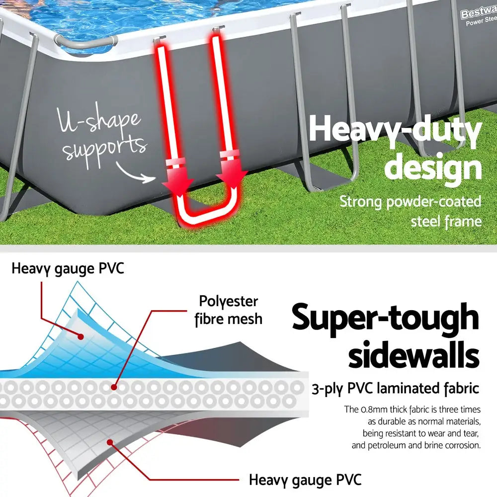 Bestway Swimming Pool 732x366x132cm Steel Frame Above Ground Pools Ladder 30045L - Home & Garden > Pool & Accessories >