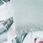 Bianca Abbey Green Cotton Sateen Tropical Floral Quilt Cover Set Double - Home & Garden > Bedding > Duvet Covers