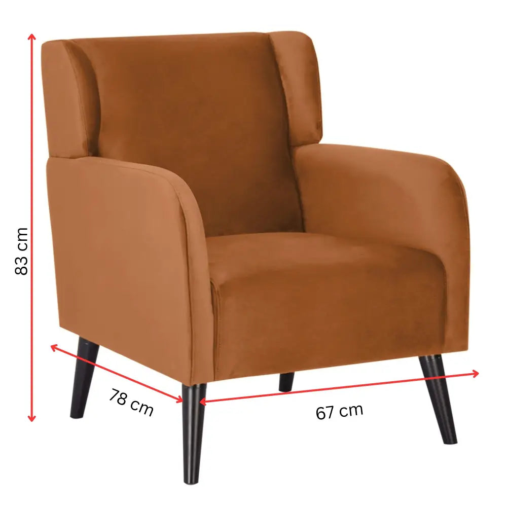 Bianca Accent Sofa Arm Chair Fabric Uplholstered Lounge Couch - Orange - Furniture > Sofas