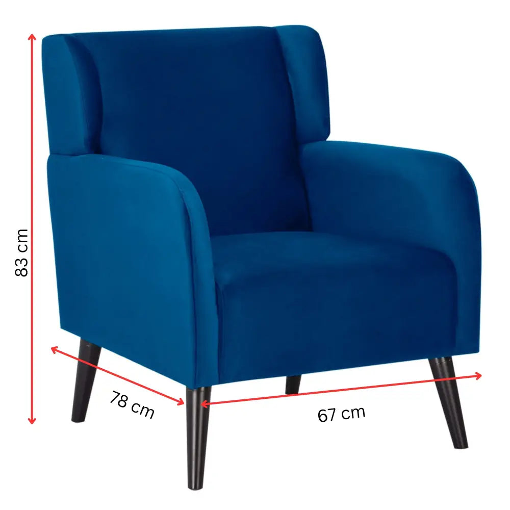 Bianca Accent Sofa Arm Chair Fabric Uplholstered Lounge Couch - Dark Blue - Furniture > Sofas