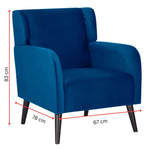 Bianca Accent Sofa Arm Chair Fabric Uplholstered Lounge Couch - Dark Blue - Furniture > Sofas