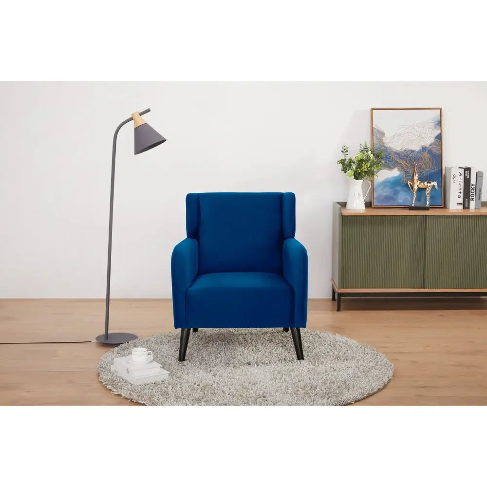 Bianca Accent Sofa Arm Chair Fabric Uplholstered Lounge Couch - Dark Blue - Furniture > Sofas