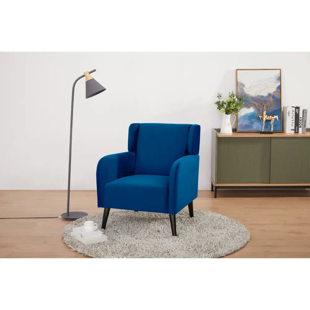 Bianca Accent Sofa Arm Chair Fabric Uplholstered Lounge Couch - Dark Blue - Furniture > Sofas