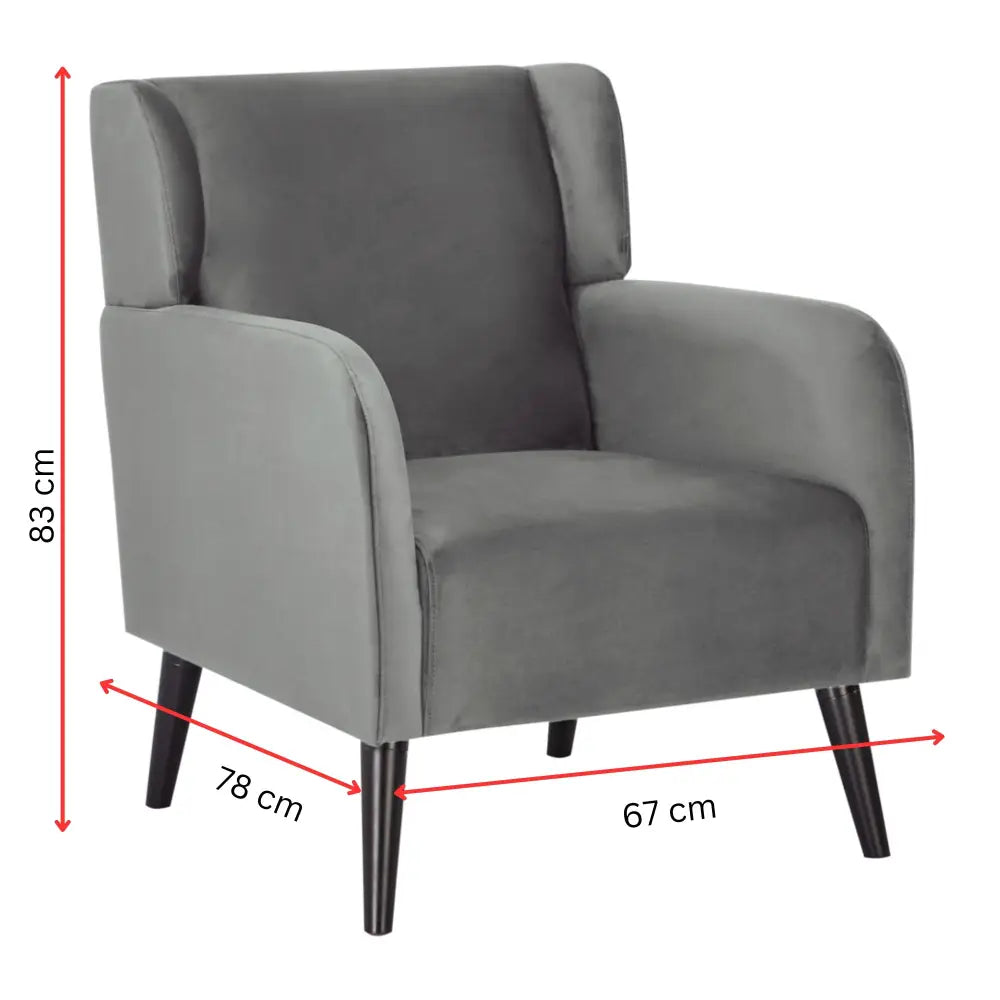 Bianca Accent Sofa Arm Chair Fabric Uplholstered Lounge Couch - Mid Grey - Furniture > Sofas