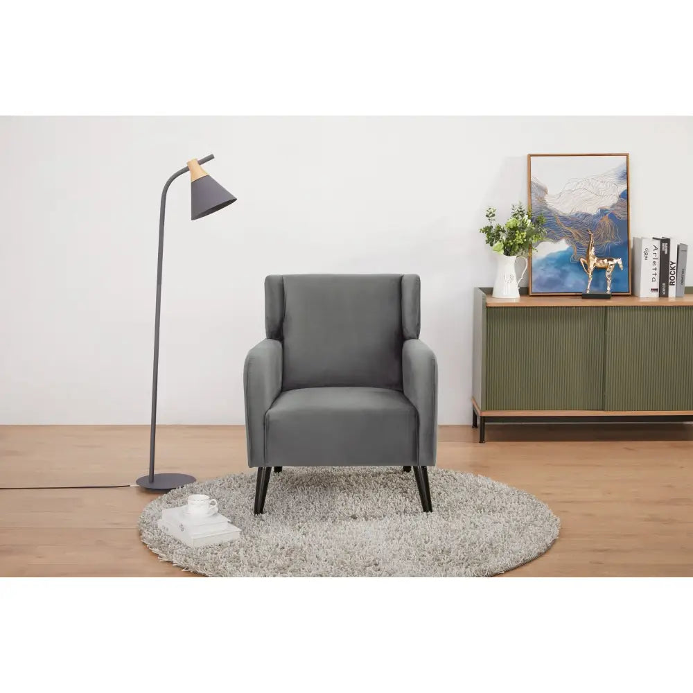 Bianca Accent Sofa Arm Chair Fabric Uplholstered Lounge Couch - Mid Grey - Furniture > Sofas