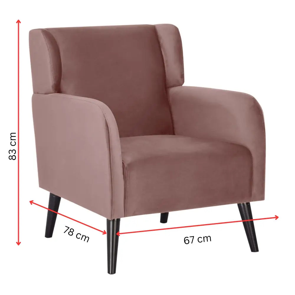 Bianca Accent Sofa Arm Chair Fabric Uplholstered Lounge Couch - Pink - Furniture > Sofas