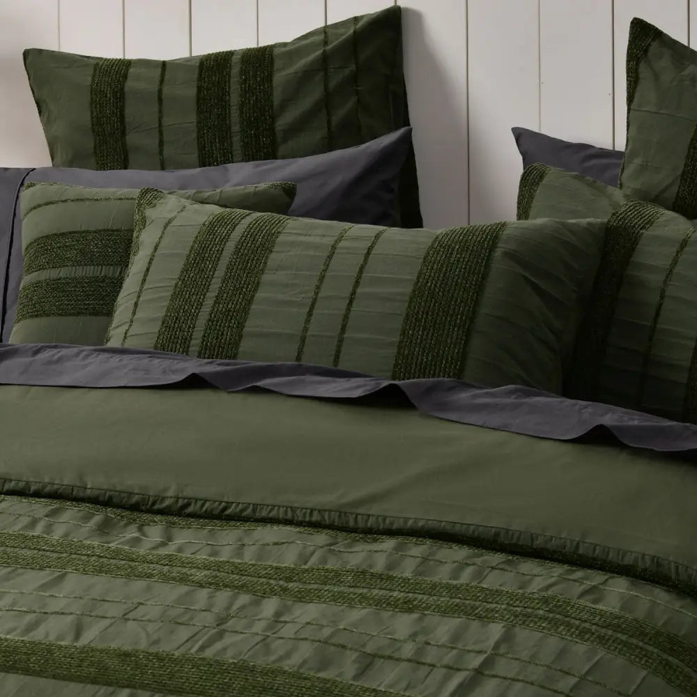 Bianca Avery Forest Chenille Striped Quilt Cover Set King - Home & Garden > Bedding > Duvet Covers