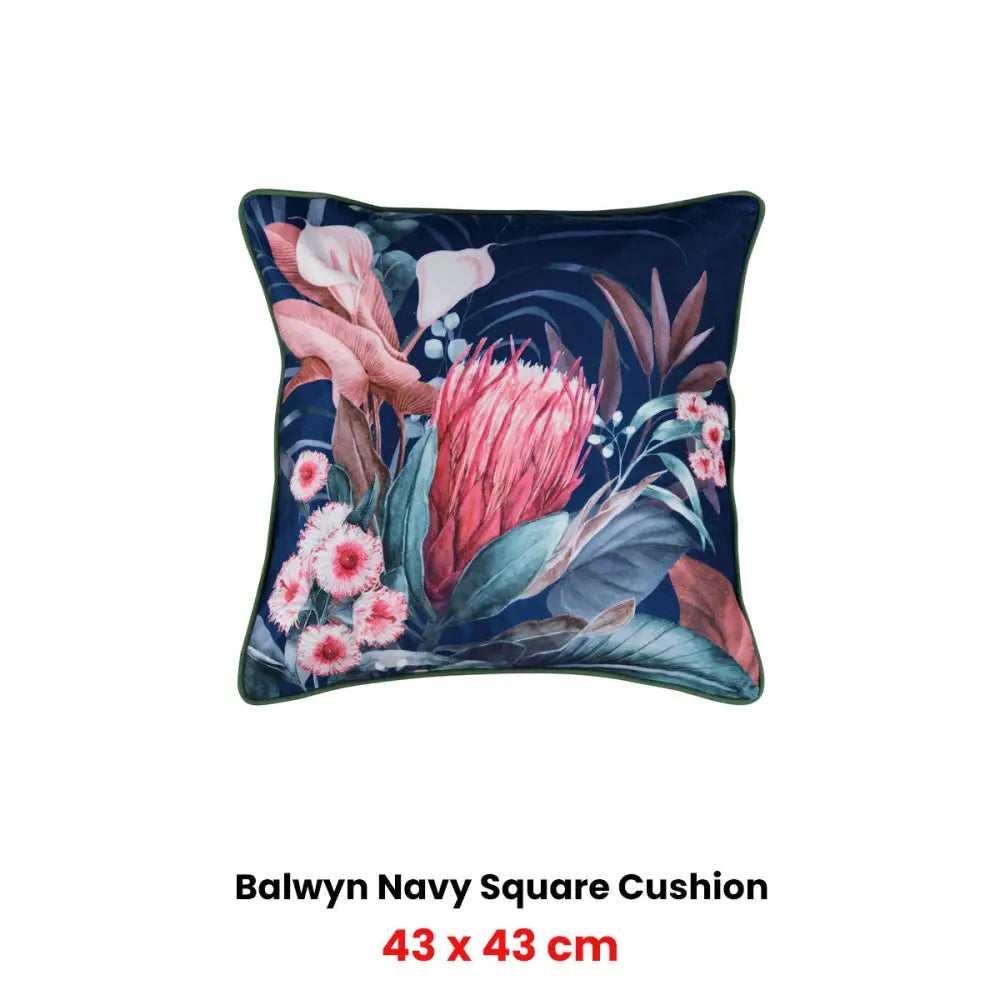 Bianca Balwyn Navy Square Filled Cushion 43 x 43cm - Home & Garden > Decor > Cushions & Throws