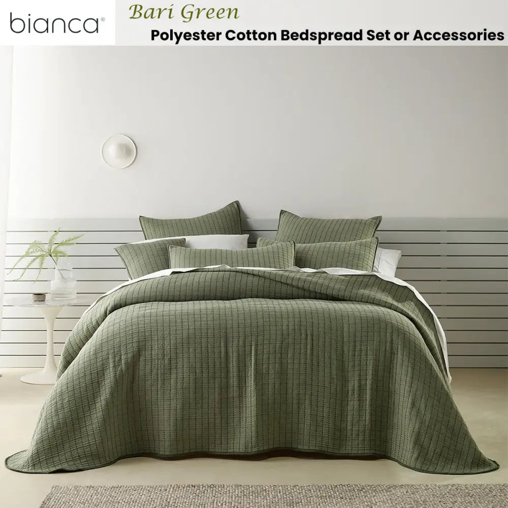 Bianca Bari Polyester Cotton Coverlet Set King - Green - Home & Garden > Bedding > Quilts & Duvets