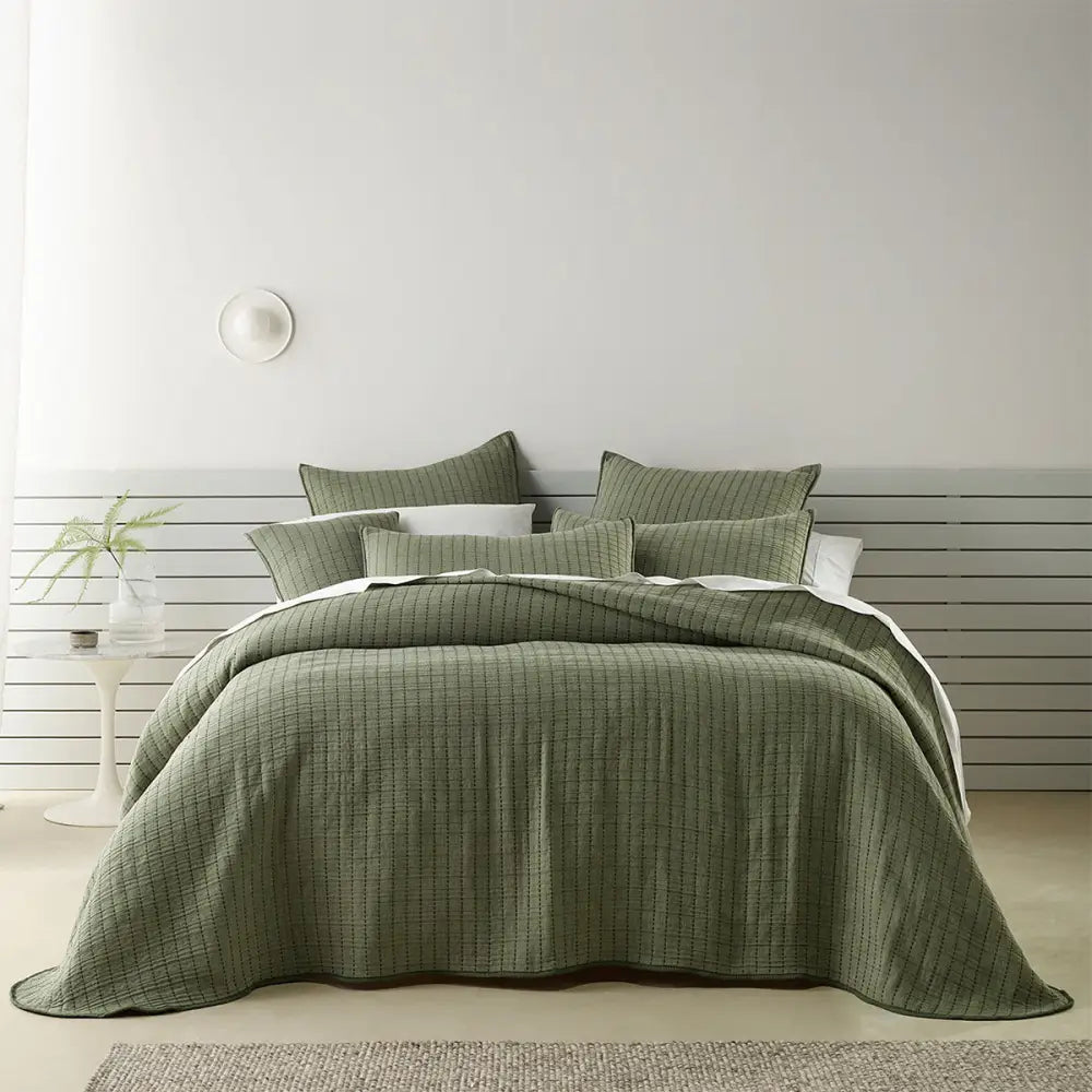 Bianca Bari Polyester Cotton Coverlet Set King - Green - Home & Garden > Bedding > Quilts & Duvets