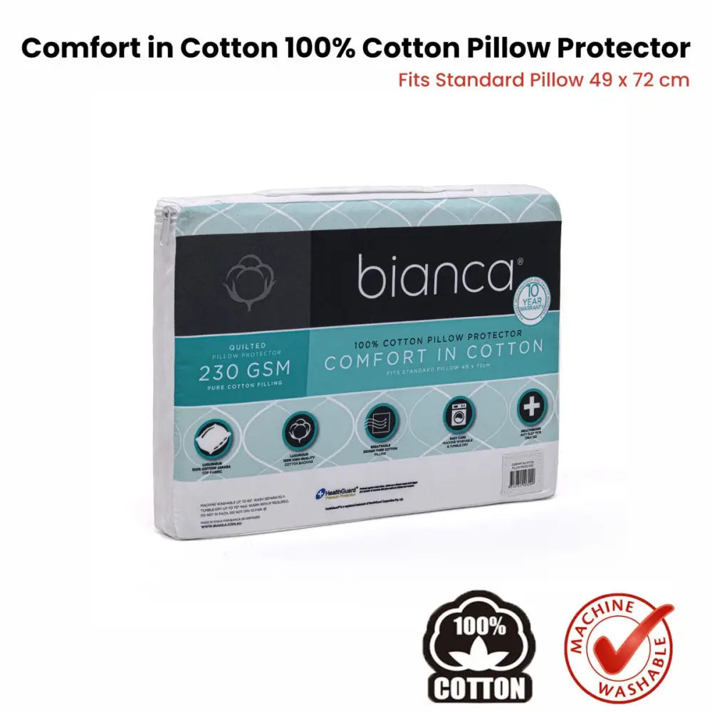 Bianca Comfort in Cotton Pillow Protector Twin Pack Standard - Home & Garden > Bedding > Pillowcases