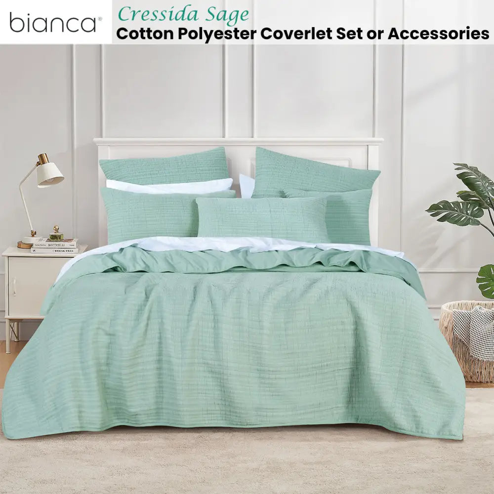 Bianca Cressida Sage Cotton Polyester Coverlet Set Queen/King - Home & Garden > Bedding > Quilts & Duvets