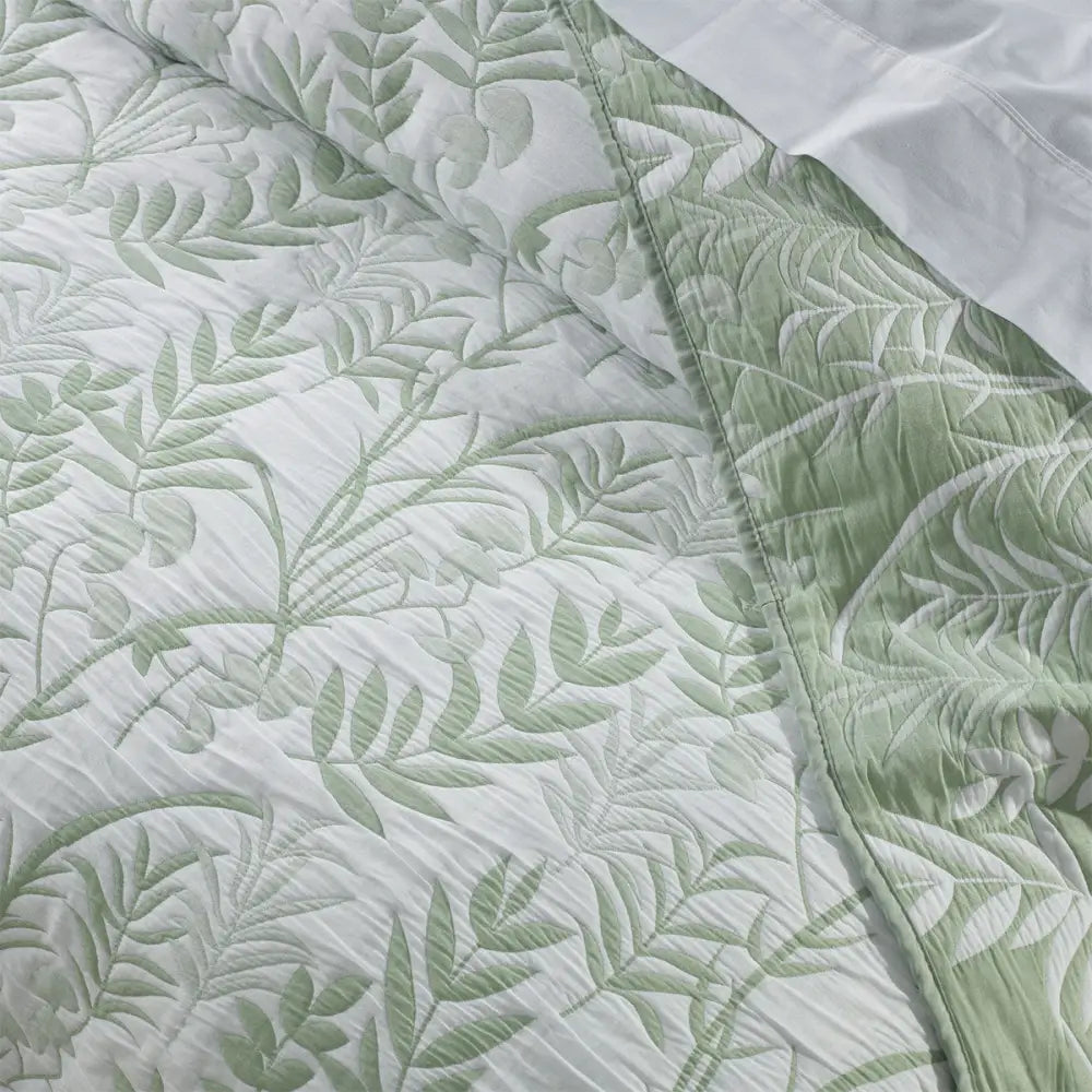 Bianca Eden Sage Jacquard Bedspread Set Double - Home & Garden > Bedding