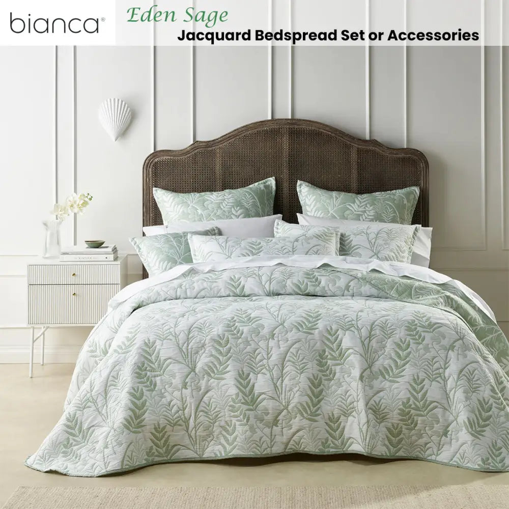 Bianca Eden Sage Jacquard Bedspread Set Double - Home & Garden > Bedding