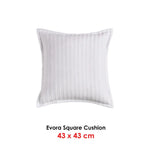 Bianca Evora White Square Filled Cushion with white stripes and flange edges