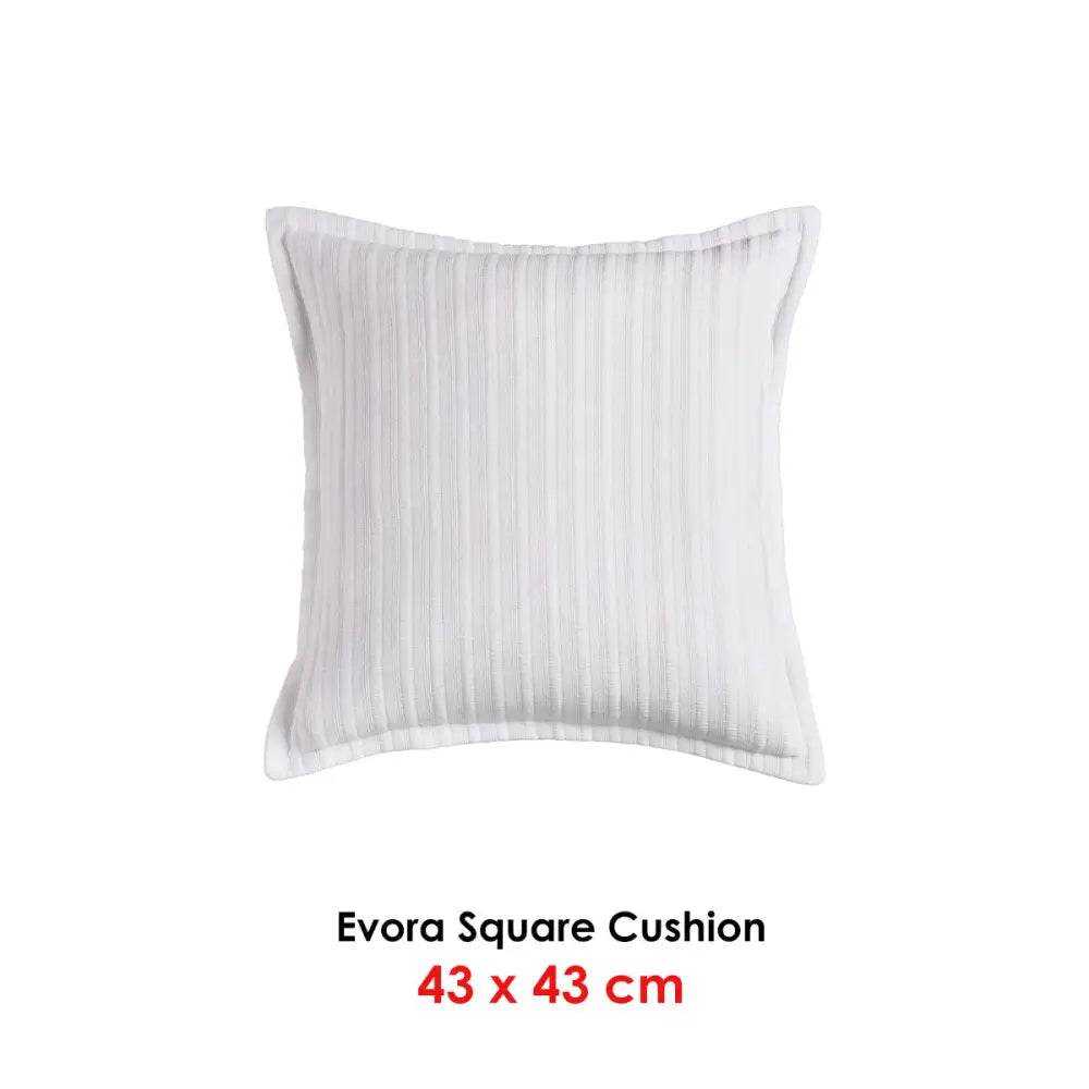 Bianca Evora White Square Filled Cushion with white stripes and flange edges