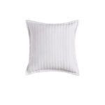 White striped decorative throw pillow with flange edges, Evora White Square Filled Cushion