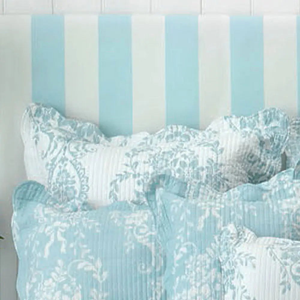 Bianca Florence White Blue Euro Pillowcases in Pair - Home & Garden > Bedding > Pillowcases