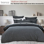 Bianca Hallston Charcoal Pre-Washed Cotton Quilt Cover Set King - Home & Garden > Bedding > Duvet Covers