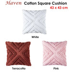 Bianca Haven White Cotton Chenille Square Cushion - Home & Garden > Decor > Cushions & Throws