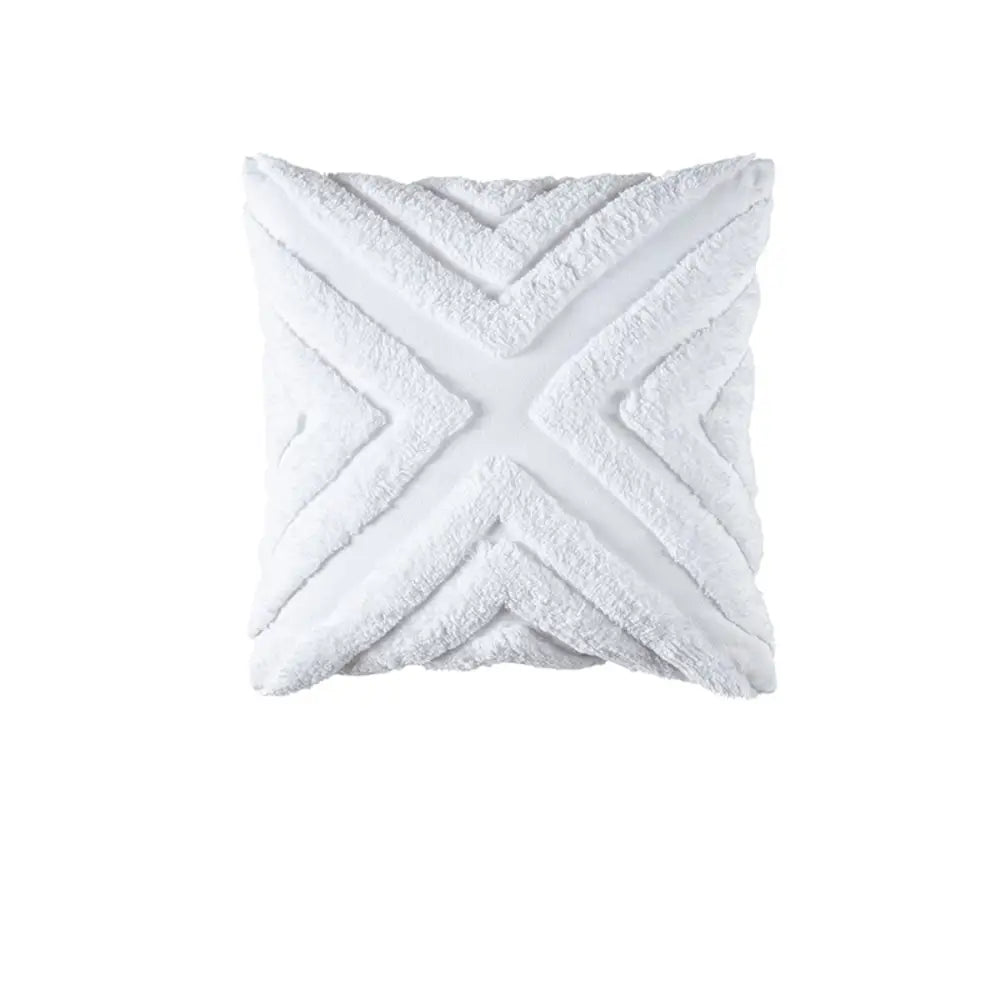 Bianca Haven White Cotton Chenille Square Cushion - Home & Garden > Decor > Cushions & Throws