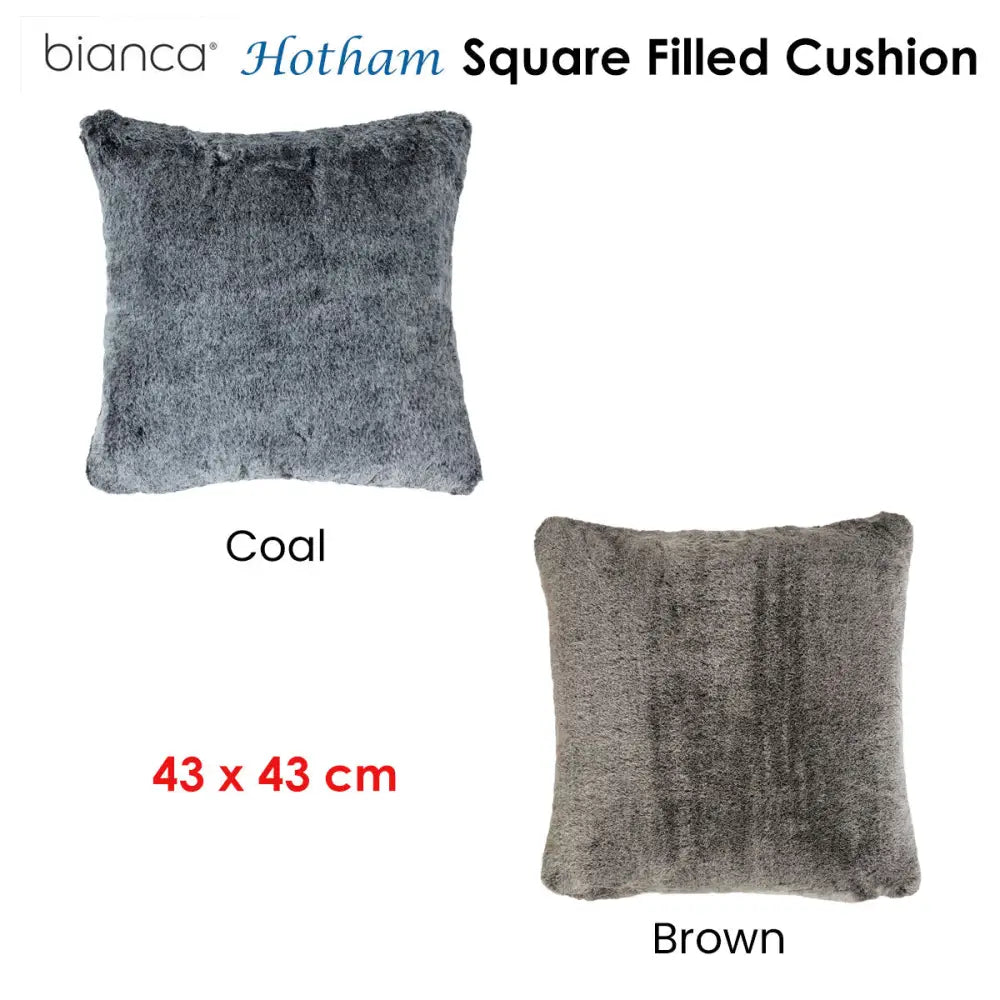 Bianca Hotham Square Filled Cushion 43 x 43 cm Coal - Home & Garden > Decor > Cushions & Throws