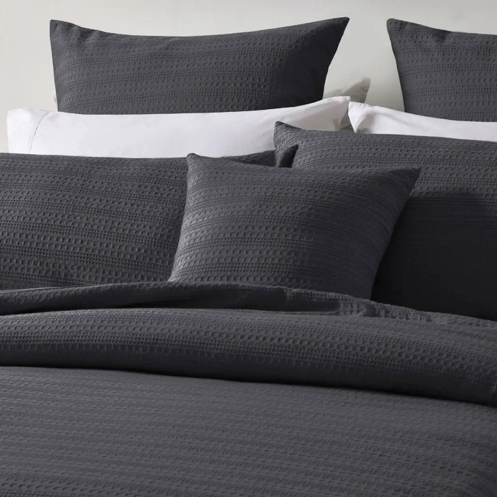 Bianca Kahlani Charcoal Waffle Quilt Cover Set Single - Home & Garden > Bedding > Duvet Covers